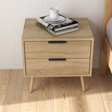 Equimalt Wooden Bedside Table with 2 Drawers - Light Brown