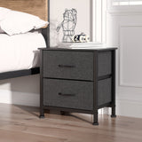 Moose Fabric Bedside Table with 2 Drawers - Dark Grey