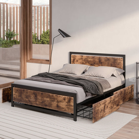 Cosseted Bed & Mattress Package with 35cm Mattress - Black & Wood Double