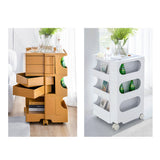 Vernon PP Plastic Bedside Table Side Table Nightstand Organizer Replica Boby Trolley 5 Tier with 4 Drawers - Green