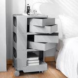Vernon PP Plastic Bedside Table Side Table Nightstand Organizer Replica Boby Trolley 5 Tier with 4 Drawers - Grey