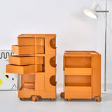 Vernon PP Plastic Bedside Table Side Table Nightstand Organizer Replica Boby Trolley 5 Tier with 4 Drawers - Orange