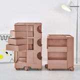 Vernon PP Plastic Bedside Table Side Table Nightstand Organizer Replica Boby Trolley 5 Tier with 4 Drawers - Pink
