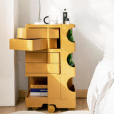 Vernon PP Plastic Bedside Table Side Table Nightstand Organizer Replica Boby Trolley 5 Tier with 4 Drawers - Yellow