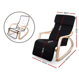 Maribel Rocking Armchair Footrest Nursing - Black