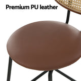 Set of 2 Valletta Bar Stools Kitchen Stool Metal Counter Rattan - Brown