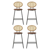Set of 4 Valletta Bar Stools PU Leather Stools - Brown