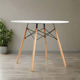 Dining Table Round 4 Seater Replica Tables Cafe Timber White 90cm