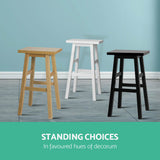 Set of 4 Lecce Beech Wood Bar Stools - Black