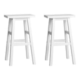 Set of 2 Lecce Beech Wood Bar Stools - White