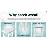 Set of 2 Lecce Beech Wood Bar Stools - White