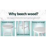 Set of 2 Lucerne Beech Wood Backless Bar Stools - White
