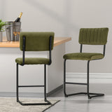 Set of 2 Nairobi Bar Stools Velvet Chairs - Green