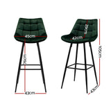 Set of 2 Loures Velvet Bar Stools - Green
