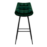 Set of 2 Loures Velvet Bar Stools - Green