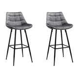 Set of 2 Loures Velvet Bar Stools - Grey