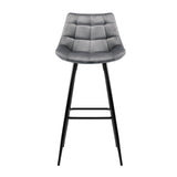 Set of 2 Loures Velvet Bar Stools - Grey