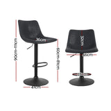 Set of 2 Leiria Bar Stools Gas Lift - Black