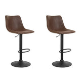 Set of 2 Leiria Bar Stools Vintage Swivel Gas Lift - Brown