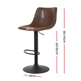 Set of 2 Leiria Bar Stools Vintage Swivel Gas Lift - Brown