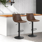Set of 2 Leiria Bar Stools Vintage Swivel Gas Lift - Brown