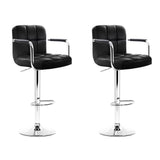 Set of 2 Foggia Bar Stools Gas lift Swivel Armrests Steel - Black
