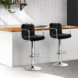 Set of 2 Foggia Bar Stools Gas lift Swivel Armrests Steel - Black