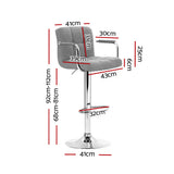 Set of 2 Foggia Bar Stools Gas lift SwivelSteel and - Steel & Grey