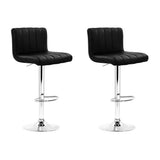 Set of 2 Glasgow Line Style PU Leather Bar Stools - Black