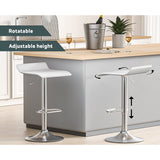Set of 2 Nicosia Bar Stools Kitchen Stool Chairs Dining Gas Lift PU Leather - White