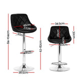 Set of 2 Corfu Bar Stools PU Leather Diamond Style - Black