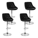 Set of 4 Corfu Bar Stools PU Leather Diamond Style - Black