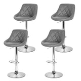 Set of 4 Corfu Bar Stools PU Leather Diamond Style - Grey