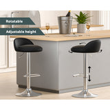 Set of 4 Hobart Bar Stools PU Leather Gas Lift - Black