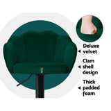 Set of 2 Naples Bar Stools Kitchen Stool Swivel Chair Gas Lift Velvet Chairs - Green