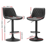Set of 2 Barcelona Bar Stools Kitchen Stool Chairs Metal Barstool Dining Chair - Black