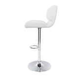 Set of 2 Genoa PU Leather Gas Lift Bar Stools - White & Chrome