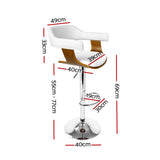 110cm Chalcis Wooden PU Leather Bar Stool - White & Wood