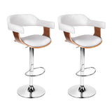 Set of 2 Chalcis Wooden PU Leather Bar Stool - White & Wood
