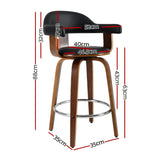 Set of 2 Evora Bar Stools PU Leather Wooden Swivel - Wood,Chrome & Black