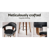 Set of 2 Evora Bar Stools PU Leather Wooden Swivel - Wood,Chrome & Black