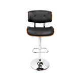 Set of 2 Ancona Wooden Gas Lift Bar Stools - Black & Chrome