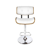 Set of 2 Ancona Wooden Gas Lift Bar Stool - White & Chrome