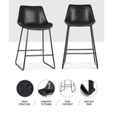 Set of 2 Toulon Bar Stools Kitchen Metal Bar Stool Dining Chairs PU Leather - Black
