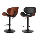 Set of 4 Rouen Bar Stools Gas Lift Leather Padded - Black