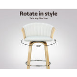 Set of 2 Salisbury Bar Stools Kitchen Stool Wooden Chair Swivel Chairs Leather - White