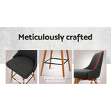 Set of 4 Vicenza Wooden Fabric Bar Stools Square Footrest - Charcoal