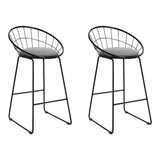 Set of 2 Ferrara Bar Stools Steel Fabric - Grey & Black