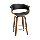 65cm Edessa Swivel PU Leather Bar Stool - Wood & Black