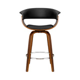 65cm Edessa Swivel PU Leather Bar Stool - Wood & Black